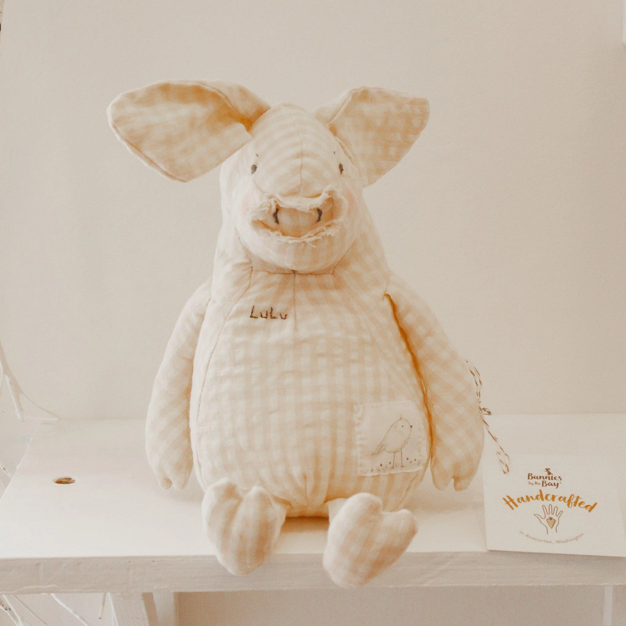 RETIRED - Hutch Studio - Lulu Gingham - One of a Kind Pig