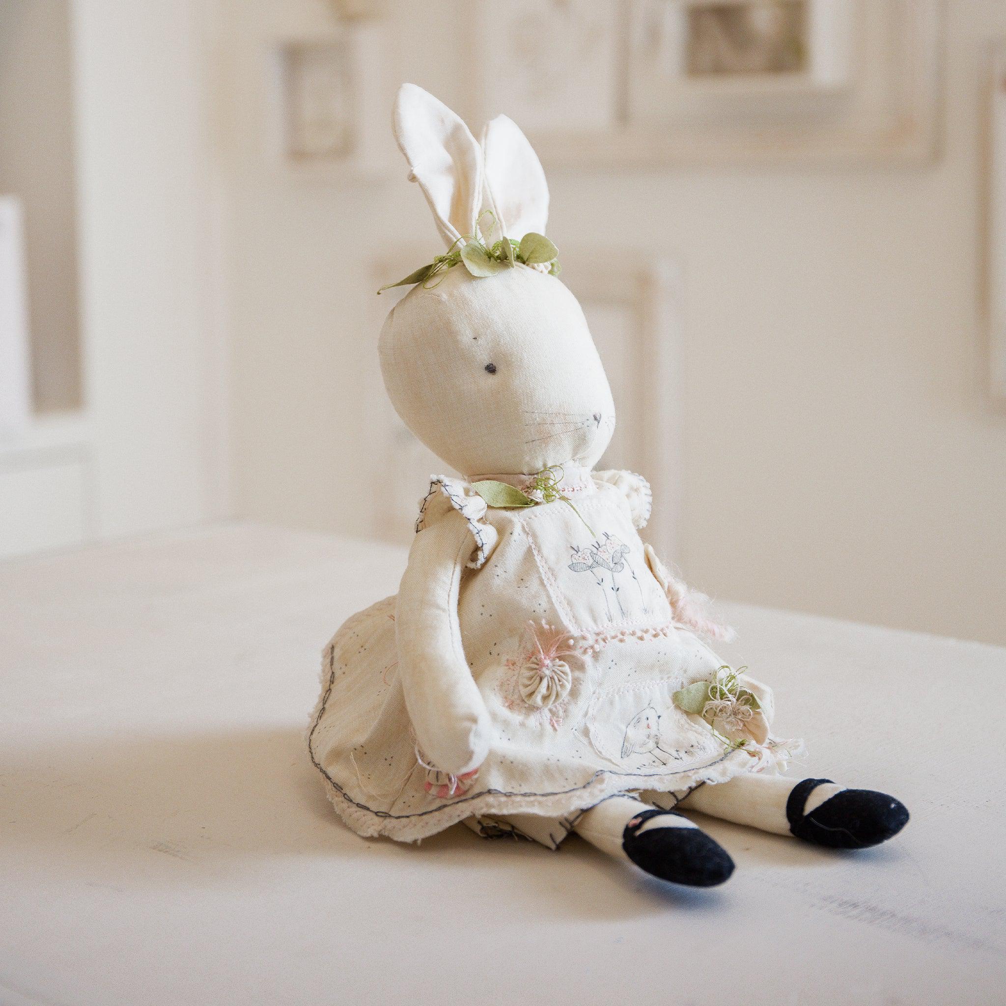 RETIRED- Hutch Studio Original - Dandy Candytuft - Hand-Crafted Cotton Bunny - Image 2