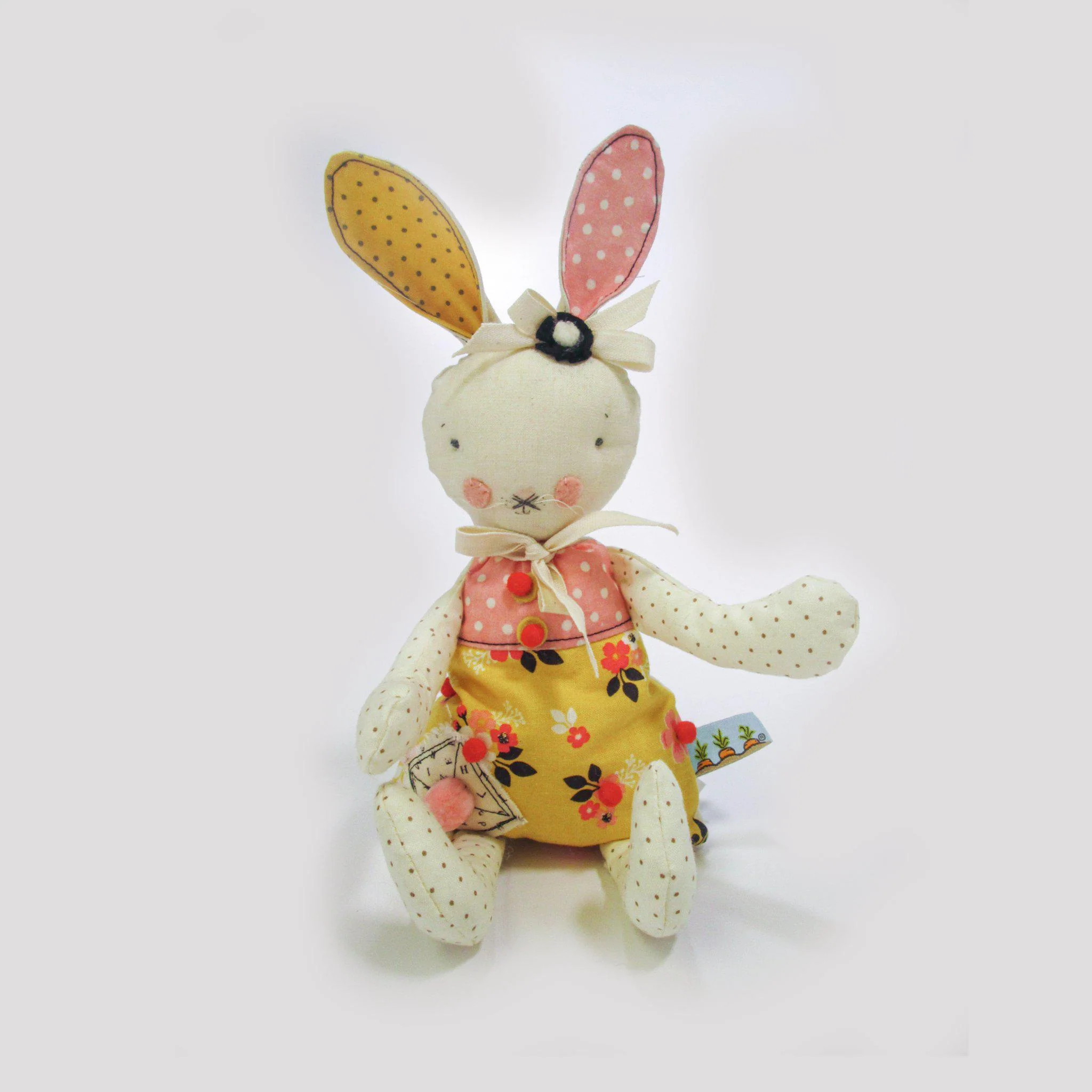 RETIRED - Hutch Studio - Yellow Floral Bunny - One Of A Kind Bunny