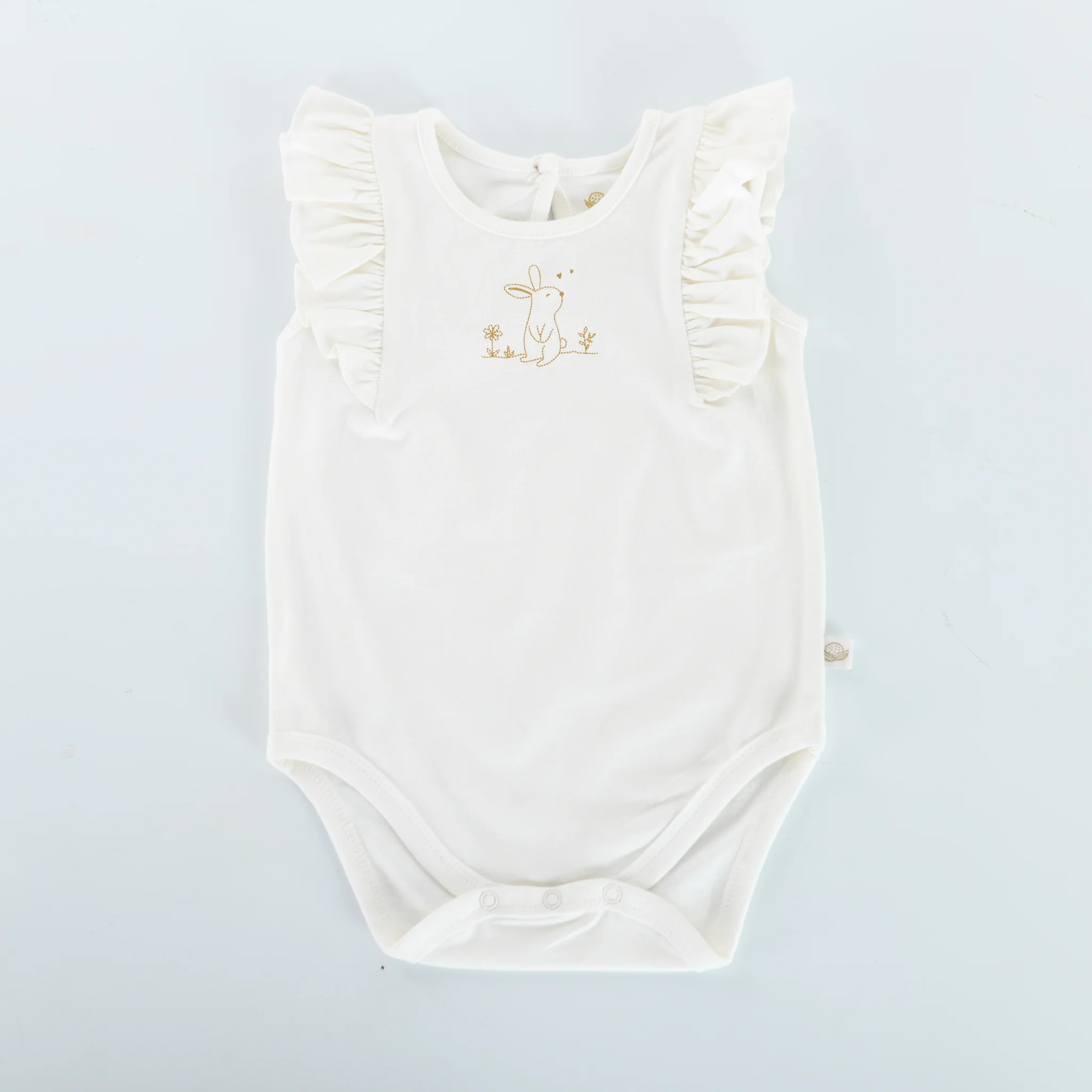 RETIRED - Organic Frilly Bunsuit - Bunny White