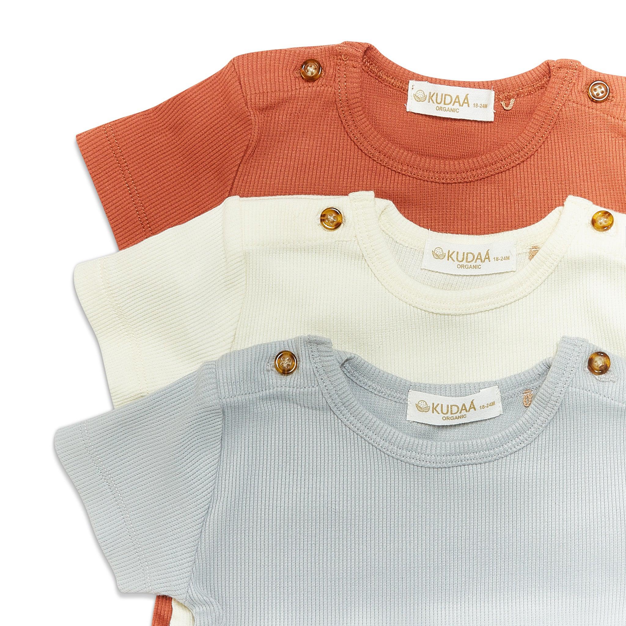 RETIRED - Organic Short Sleeve Bunsuit - Paprika - Image 3