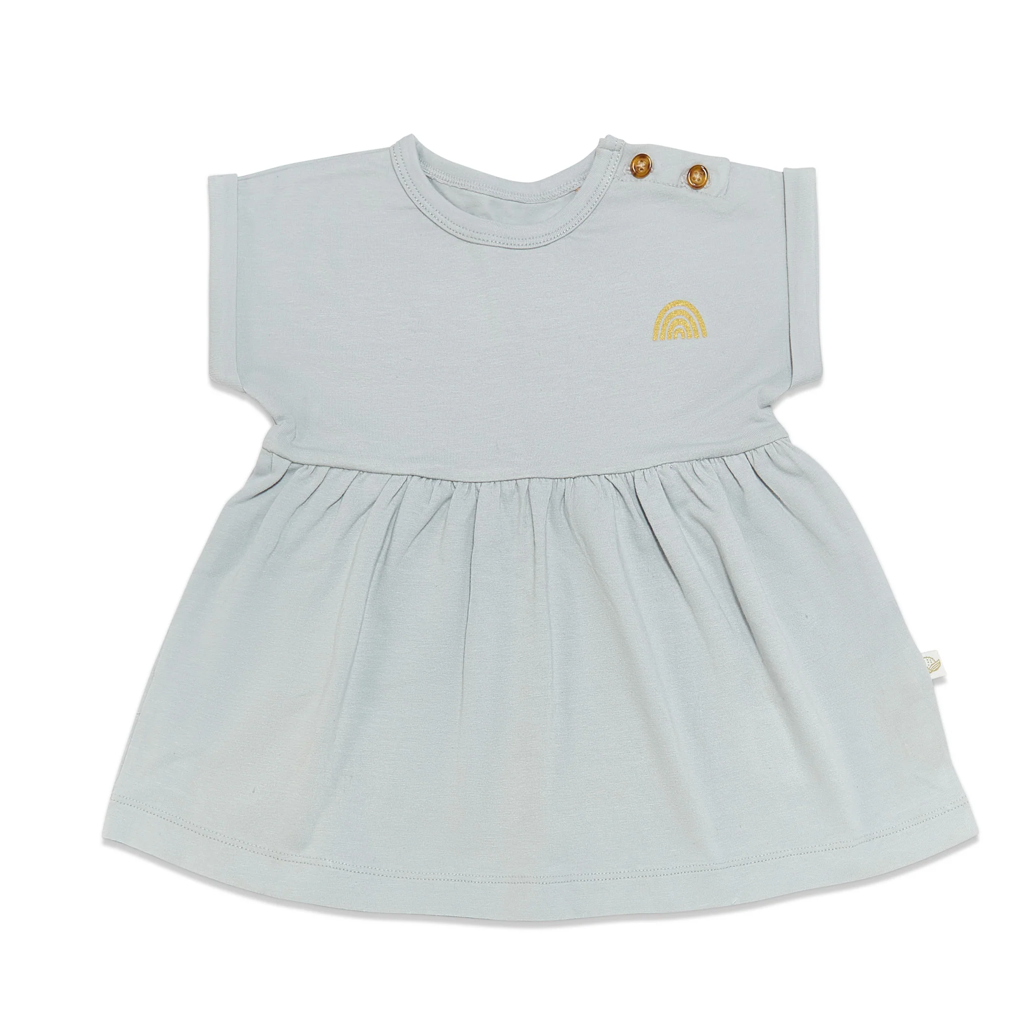 RETIRED - Organic Short Sleeve Twirl Dress - Pearl Blue