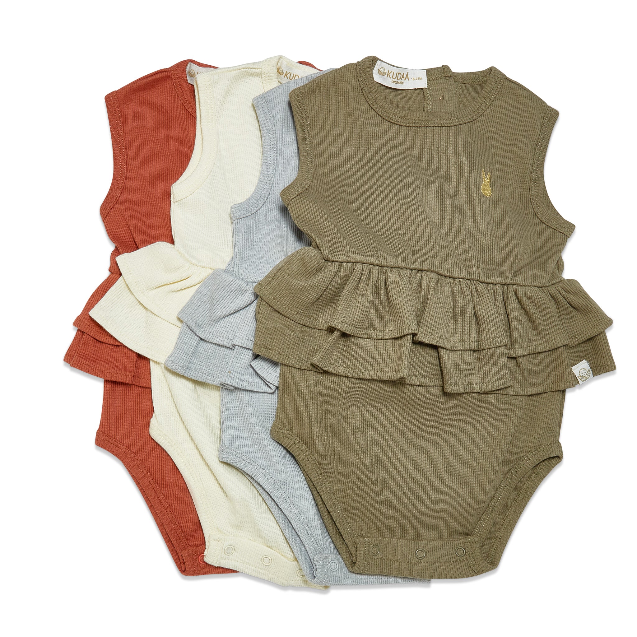 RETIRED - Organic Tank Ruffle Waist Bunsuit - Paprika - Image 8