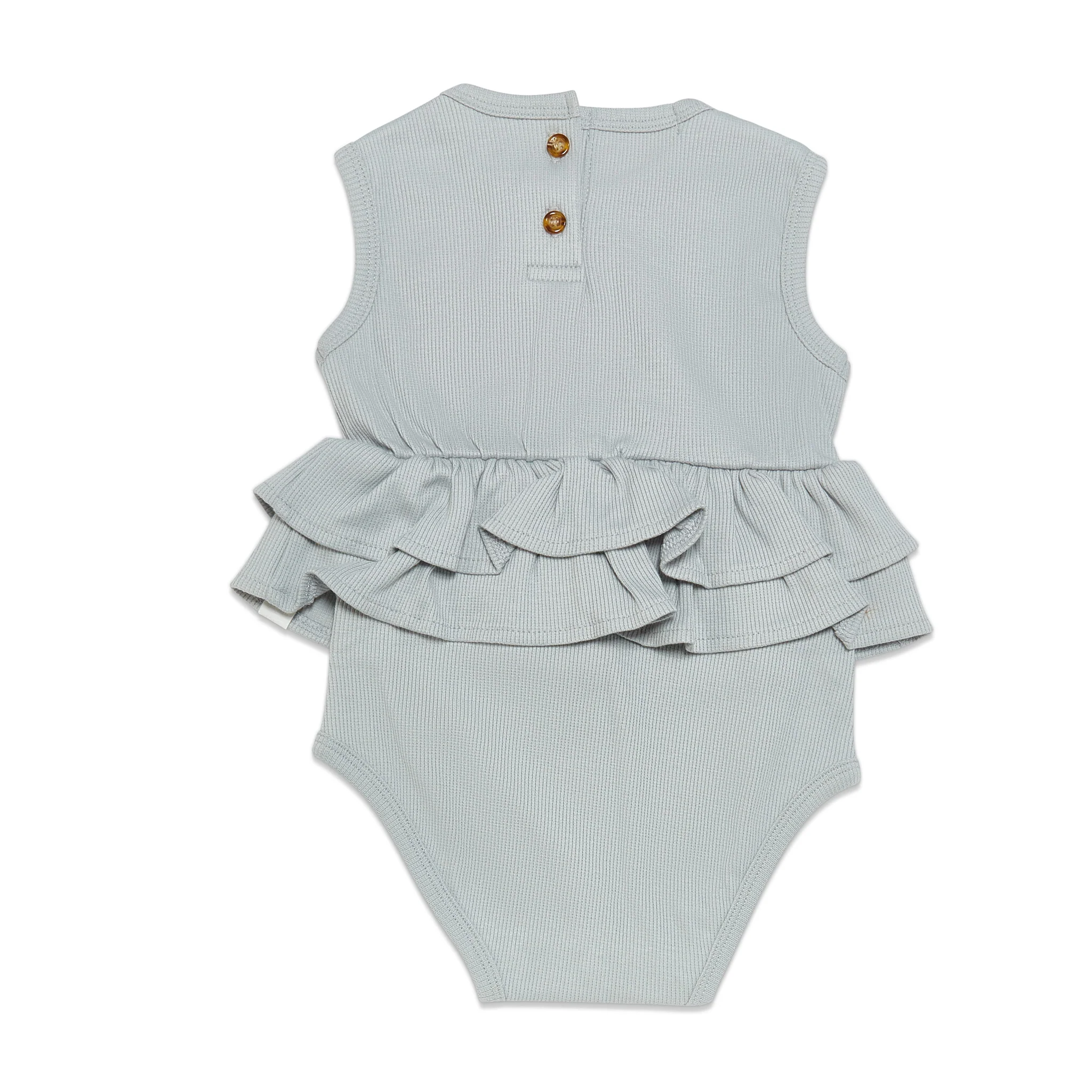 RETIRED - Organic Tank Ruffle Waist Bunsuit - Pearl Blue - Image 5